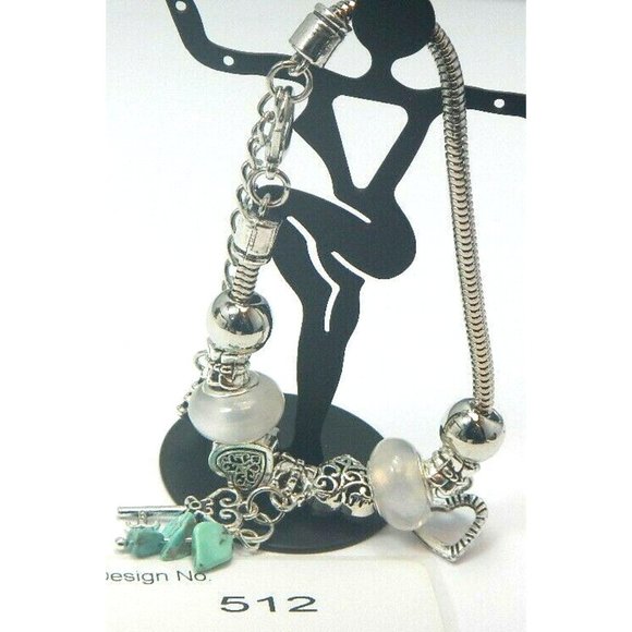 Turquoise Gemstone-Energy-Bracelet &Charm-European Style -512 - Picture 4 of 7